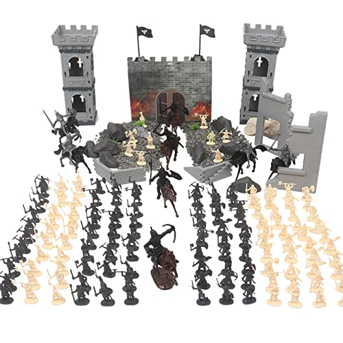 NSVJVY 254pcs/set Medieval Castle Knights Action Figure Toy Army Playset with Toy Soldier, Cavalry and Arrow Tower, Great Gift for Girls and Boys(Size:254PCS)
