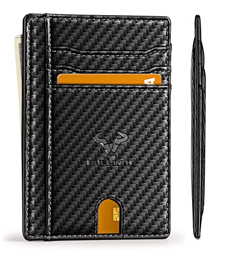 BULLIANT Slim Wallet, Skinny Minimal Thin Front Pocket Wallet Card Holder For Men 7Cards 3.15'x4.5',Gift-Boxed