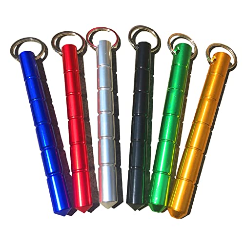 JR JUN RONG Tactical Keychain Aluminum Short Stick Glass Personal Protection Emergency Tool 6 Packs Portable Keyring Suitable for Women and Men