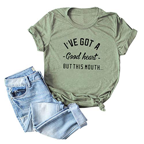 Gibobby t Shirts for Women Graphic Letter Print T-Shirt for Women Ladies Fashion O-Neck Short Sleeve Blouses Basic Summer Tops Plus Army Green