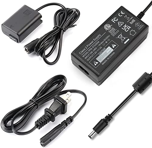 F1TP AC PW20 AC Power Supply Adapter and NP-FW50 Dummy Battery Coupler kit for Sony Alpha A6500 A6400 A6300 A6100 A6000 A5100 A5000 A7II A7SII A7RII A7 A7S A7R RX10 II III IV NE ZV-E10 Cameras