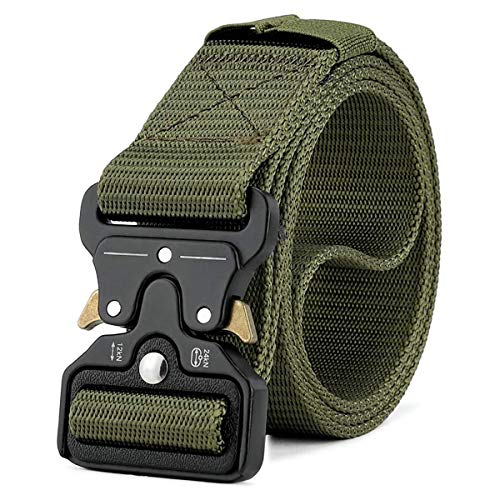 MOZETO Tactical Belts for Men Military Style Work Hiking Riggers Web Gun Belt with Heavy Duty Quick Release Metal Buckle