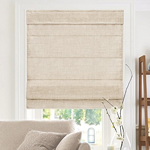 CHICOLOGY Roman Shades for Windows , Window Treatments , Roman Shades , Roman Window Shades , Room Darkening Shades , Window Shades , 34'W X 64'H , Belgian Flax (Privacy & Light Filtering)