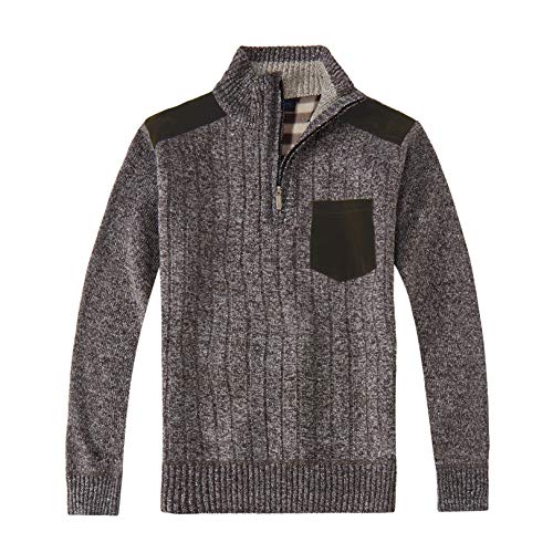 Gioberti Men's Half Zip Pullover Knitted Regular Fit Sweater with Soft Brushed Flannel Lining, Melange Coffee, X Large