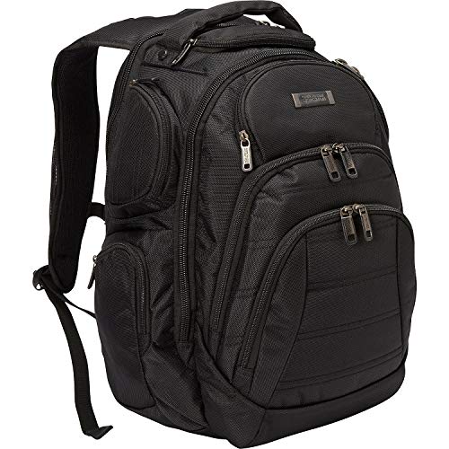 Kenneth Cole REACTION Pack-Of-All-Trades Triple Compartment Multi-Pocket 17” Laptop & Tablet Backpack, Black