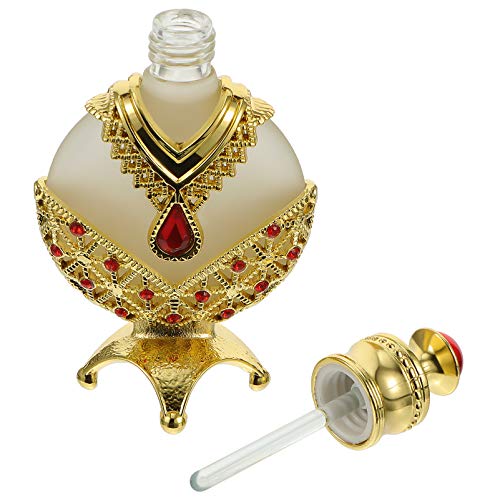 EXCEART Perfumes Arabes De Mujer Glass Perfume Bottle Golden Bottle Cosmetics Dispenser Refillable Essential Oil Bottles Empty Dropper Dispenser with Red Cap for Liquid Fragrance 10ml Arab Perfumes