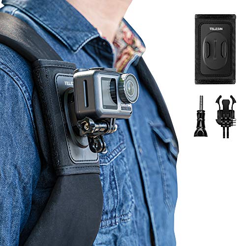 TELESIN Backpack Mount Clip Bag Belt Shoulder Strap Holder for GoPro Max Go Pro Hero 12 11 10 9 8 7 6 5 DJI Action 3 4 Insta360 X3 GO3 Ace Pro Bike