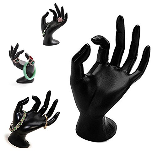 Adorox Black Polyresin Hand Form Jewelry Display Bracelet Ring Necklace Stand Holder