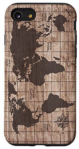 iPhone SE (2020) / 7 / 8 Wood World Map Country Flag Atlas Travel World Traveler Gift Case