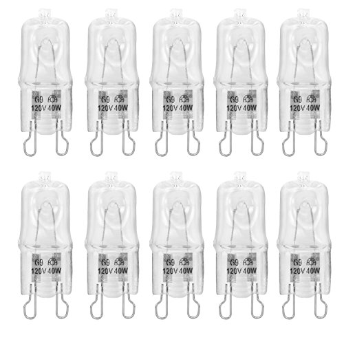10 Pack Crystal Clear Lense 40W Q40/G9/CL/120V G9 JCD 40 Watt 120 Volt T4 JD Type Halogen House Hold Light Bulb Hanging Pendant Accent Type Spot Down Lamp Chandelier Sconce Fixture Lighting