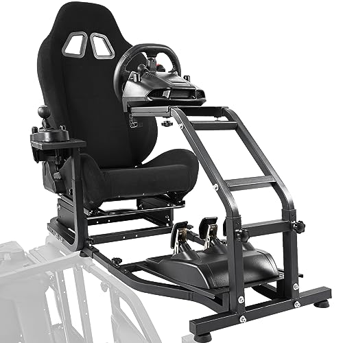 Anman Stand-up Racing Simulation Cockpit with Seat fit for Logitech/Thrustmaster/Fanatec G25,G29,G920,G923,T80,G PRO,T300RS,TMX,T248X,Sim Racing Cockpit Professional,NOT Included Wheel Shifter Pedal