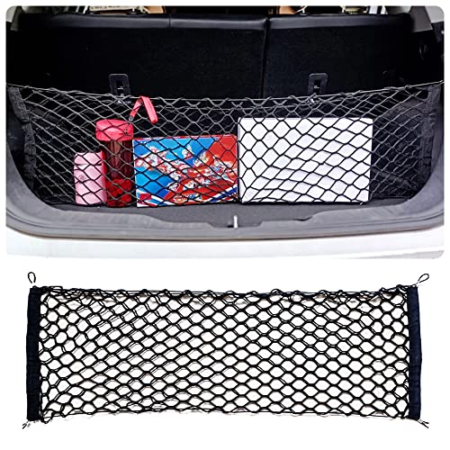 Car Rear Cargo Net with Good Elasticity&Tensile Strength Trunk Net Organizer for SUV Truck,Ideal Car Net Keeps Overlanding Accessories,Car Camping Accessories (L(43.3''x15.74''))