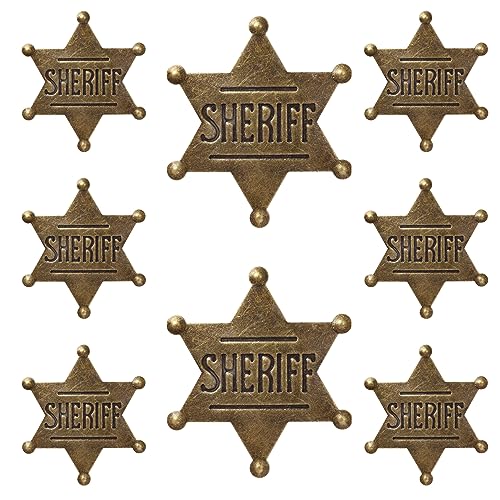 Vintage large Sheriff Badge Deputy Children's Sheriff Badge Brooch Western Toy Sheriff Badge Brooch Adult Boys Girls party costumes Play with decorative props in bulk (8PCS- Antique copper)