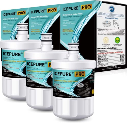 ICEPURE 5231JA2002A Refrigerator Water Filter,Replacement for LG LT500P, GEN11042FR-08, ADQ72910901, ADQ72910907, LFX25974ST, LFX25973S, Kenmore 9890, 469890, LSC27925ST, 3PACK(Package may vary)