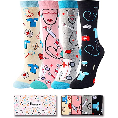 HAPPYPOP Nurse Socks Women Medical Socks CNA Socks Doctor Socks, Nurse Student Gifts Medical Assistant Gifts Doctor Gifts CNA Gifts RN Gifts For Nurses