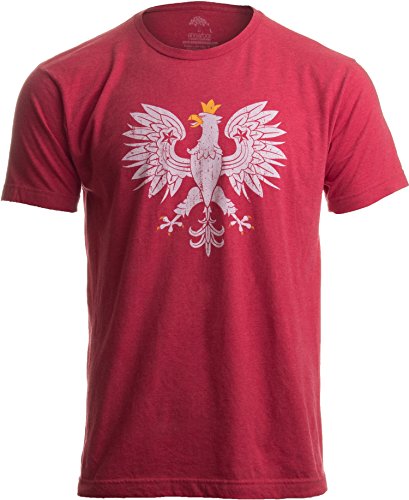 Poland Pride | Vintage Style, Retro-Feel Polish Eagle Polska Unisex T-Shirt-Adult,XL Heather Red