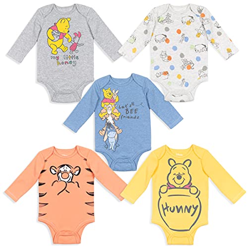Disney Winnie the Pooh Eeyore Tigger Piglet Newborn Baby Boys 5 Pack Bodysuits 6-9 Months