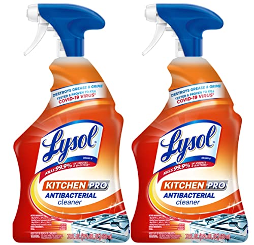 Lysol Pro Kitchen Spray Cleaner and Degreaser, Antibacterial All Purpose Cleaning Spray for Kitchens, Countertops, Ovens, and Appliances, Citrus Scent, 22oz (Pack of 2)