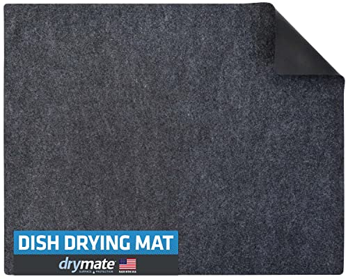Drymate XL Dish Drying Mat, Oversized (19”x24”), Low-Profile, Super Absorbent, Quick Dry Fabric, Waterproof & Slip-Resistant, for Kitchen Counter, Trimmable, Easy to Clean (USA Made)(Charcoal)