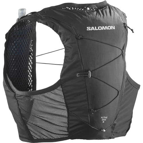 Salomon Active Skin 4 Running Hydration Pack with flasks, Black, M