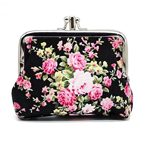 Cute Floral Buckle Coin Purses Vintage Pouch Kiss-lock Change Purse Wallets (04)