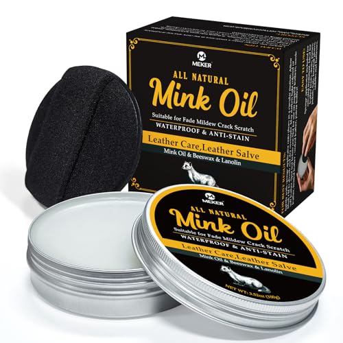 MEKER Mink Oil for Leather Boots, Leather Conditioner and Cleaner 3.52oz-Waterproof Soften and Restore Shoes, Saddles, Jackets, Purses, Gloves and Vinyl