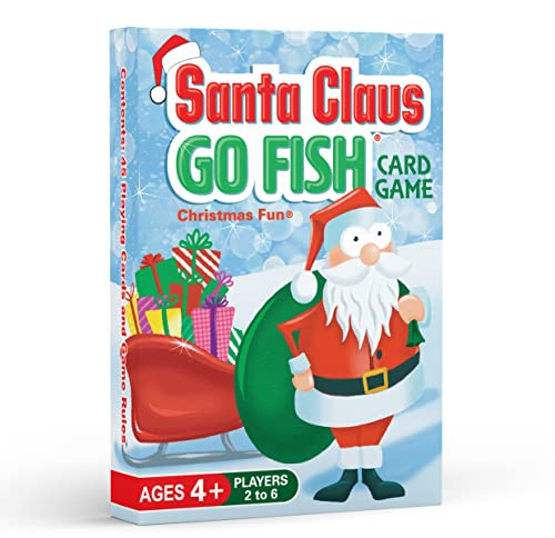 Santa Claus GO FISH Card Game for Kids age 4-8 & Up – Perfect Christmas Stocking Stuffers for Kids or Gift Idea for Boys & Girls – Play Matching, Slap Jack & Old Maid Using the Same Deck – Super Cute!
