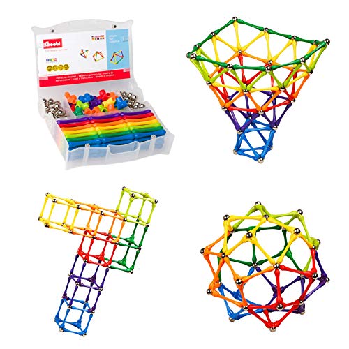 Goobi 180 Pcs Magnetic Building Sticks Blocks Toys Magnet Construction Set Tiles Toy Montessori STEM Educational Toys for Ages 3 4 5 6 7 8 Kids Boys Girls Adults with Storage Box and Instruction Guide