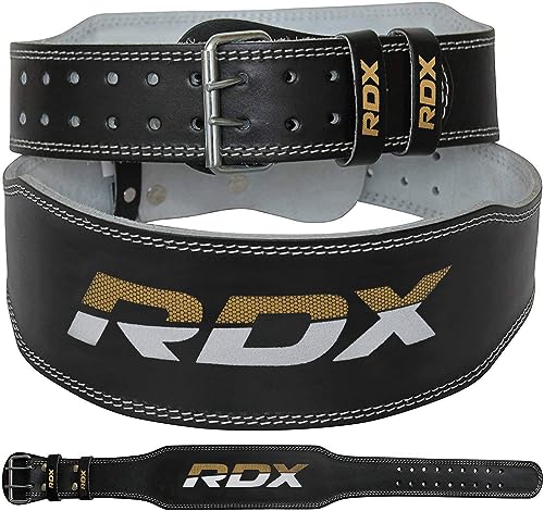 RDX Weight Lifting Belt for Fitness Gym - Adjustable Leather Belt with 4” Padded Lumbar Back Support - Great for Bodybuilding, Functional Training, Powerlifting, Deadlifts Workout & Squats Exercise