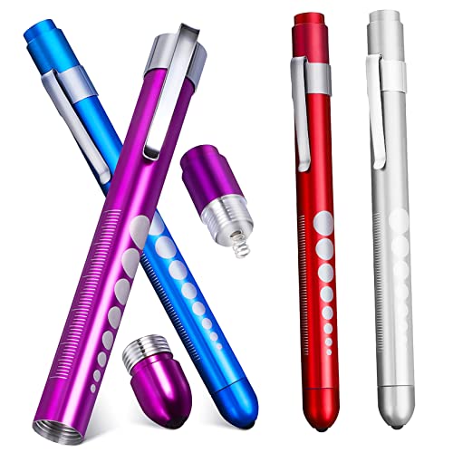 Veemoon 4pcs Lamp Badge Accessories for Nurses Nursing Accessories Penlights for Doctors Flash Lights Nurse Accessories Led Flashlight Nurse Pen Lights Pocket Aluminum Alloy Pupil Pen Work