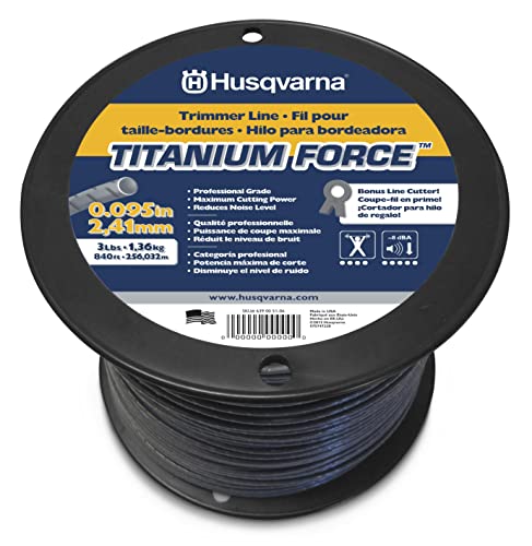 Husqvarna Titanium Force 0.095-Inch, 840-Foot Spooled String Trimmer Line, Professional Grade Copolymer Weed Eater Line with Line Cutter