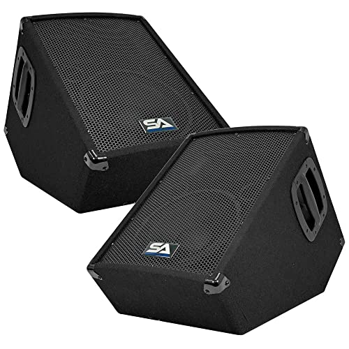 Seismic Audio - SA-10MT-PW-Pair - Pair of Powered 2-Way 10' Floor / Stage Monitor Wedge Style with Titanium Horns