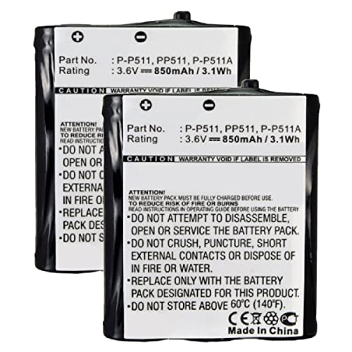 Synergy Digital Cordless Phone Batteries, Compatible with Panasonic P-P511 Cordless Phone, Combo-Pack Includes: 2 x BATT-511 Batteries