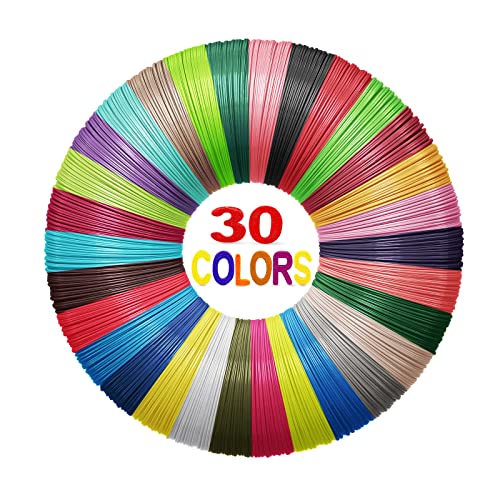 Yungden 3D Pen Filament Refills, 30 Colors PLA 1.75mm for 3D Pen, High Precision Diameter Tolerance ±0.02MM, 300 Feet in Total, 3D Pen Colors, Used for MYNT3D, SCRIB3D 3D Pens (3D Pen Not Included)