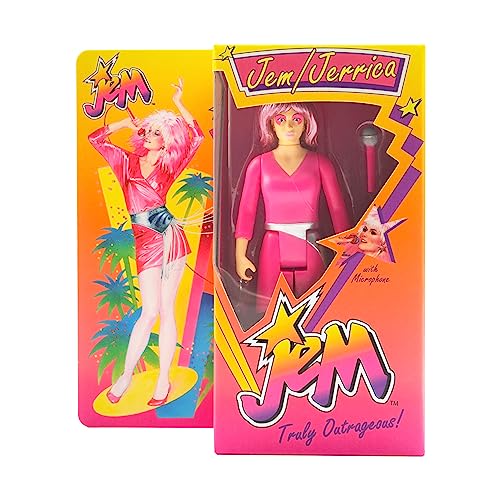 Super7 Jem and The Holograms Jem (Neon) - 3.75' Jem and The Holograms Action Figure with Accessory Classic Music Collectibles and Retro Toys