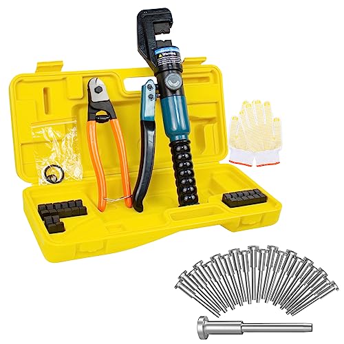 BLIKA 20 Pack 1/8' Stainless Steel Invisible Receiver and Swage Stud End and 10 Ton Hydraulic Crimping Tool