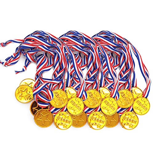 KISEER 40 Pieces Plastic Gold Winner Award Medals Bulk for Sports, Games Competitions, Party Favors and Decorations