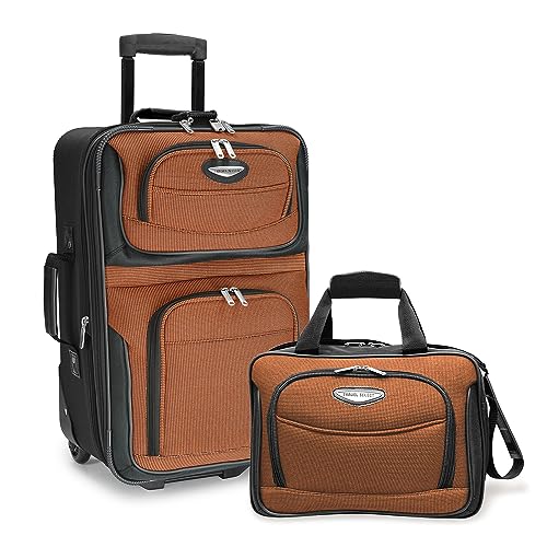 Travel Select Amsterdam Expandable Rolling Upright Luggage, Orange, 2-Piece Set