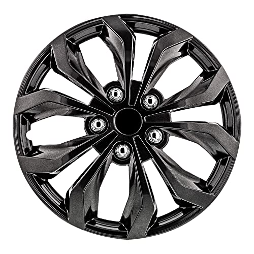 Pilot Automotive WH555-16GM-B 16 Inch Spyder Gunmetal Grey Universal Hubcap Wheel Covers For Cars - Set Of 4 - Fits Most Cars