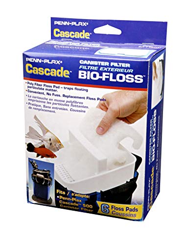 Penn-Plax Cascade Bio-Floss Replacement Poly Fiber Floss Pads for Cascade 1200 & 1500 Canister Aquarium Filters – 6 Pack, White (CCF331)