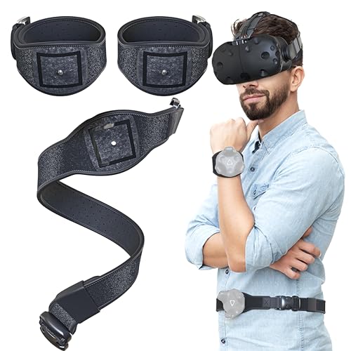 Skywin VR Tracker Belt and Strap Bundle for HTC Vive System Pucks - Adjustable Hand Straps Waist Full-Body Tracking in Virtual Reality (1 Belt 2 Straps)