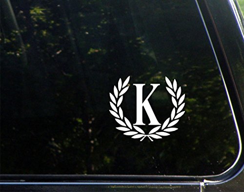 Sweet Tea Decals Letter K, Small Size, Decorative Monogram - 4-1/2' x 3-/4'- Vinyl Die Cut Decal/Bumper Sticker for Windows, Trucks, Cars, Laptops, Mailboxes, Tumblers, Lockers, Glasses. Mugs, Etc.