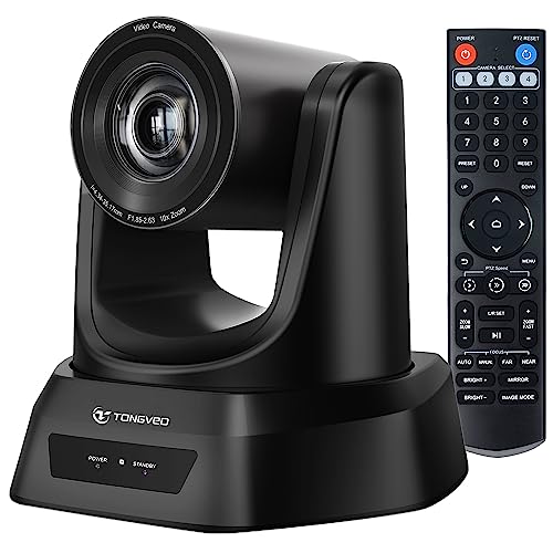 TONGVEO HDMI/USB PTZ Camera 10X Optical Zoom 60fps 1080P Video Conference Camera for Church Worship Live Streaming Meeting Online Learn with Zoom Skype OBS and More