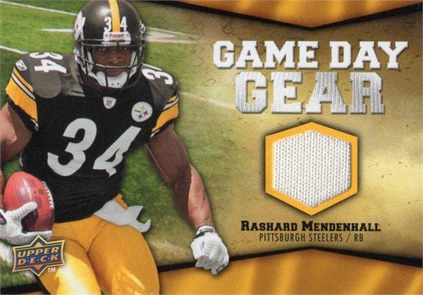Autograph Warehouse 664670 Rashard Mendenhall Player Worn Jersey Patch Pittsburgh Steelers 2009 Upper Deck Game Gear No.NFLME Football Card