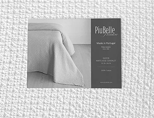 Piu Belle Portugal Solid White Textured Ruched Crumpled French Farmhouse Style Matelasse Quilt Coverlet (Queen)