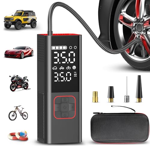 Tire Inflator Portable Air Compressor 20000mAh & 4X Faster Cordless Tire Pump for Car, Bicycle, Motorcycle, Ball, with Tire Pressure Gauge and Storage Bag (2024 New Upgraded)
