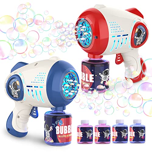 Eaglestone 2 Bubble Gun for Kids, Light Up Bubble Machine for Toddlers, 8 Hole Blower with 4 Refill, Automatic Bubble Maker for Bubble Blaster,Outdoor Toys, Birthday,Christmas Party Favor Gift