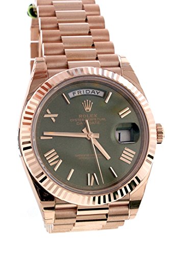 Rolex Day-Date 40mm 18k Everose Gold Olive Green Dial Men's Watch 228235