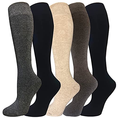 Warm Knee High Socks for Women&Men-Thermal Cotton Socks for Hiking,Work,Winter(Mixed Color 3(5 Pack Women)) One Size