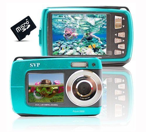 SVP Blue Aqua5500 (Free Micro 8GB) 18MP Underwater Digital Camera with Two Screens